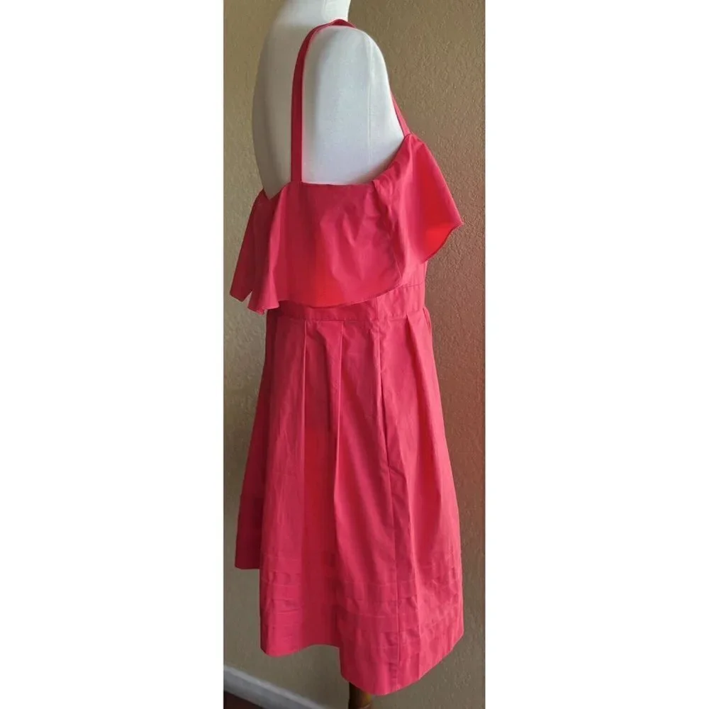 Eliza J Women's Pink Cotton Flouncy Ruffle Fit & Flare Sundress Dress Size 16 - Picture 11 of 12